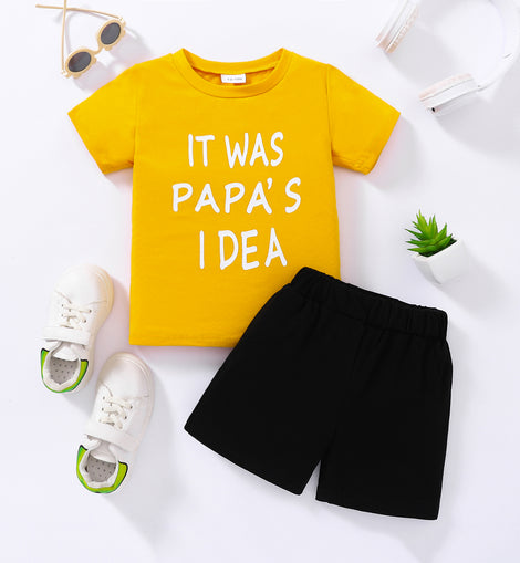 Kids IT WAS PAPA'S IDEA Graphic Tee and Shorts Set